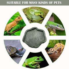 Reptile Water Dish Bowl Resin Rock Reptile Food and Water Feeder Pet Aquarium…