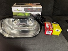 REPTI ZOO 2-in-1 Double Lamp Fixture, Dual 200W Max (2x)( W/Zilla/Reptisun bulb)