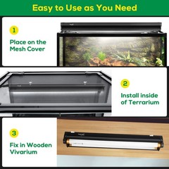 T5 UVB Reptile Light Fixture HO UVB Bulb Lighting Combo Kit, 10.0 UVB Light f…