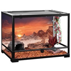 AWERT 48×18 inches Sun and Desert Terrarium Background Orange Reptile Habitat…