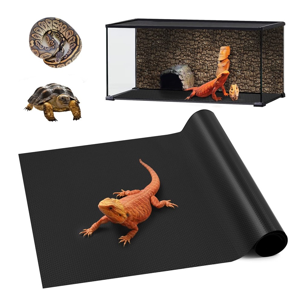 Bearded Dragon Tank Accessories, Reptile Carpet Bedding, 18×72″ Black
