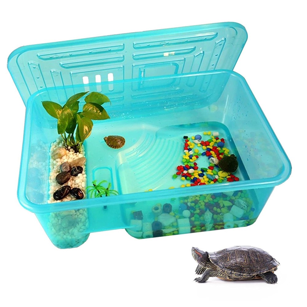 Kathson Turtle Tank Aquarium, Reptile Plastic Terrarium Safe Durable with Lid…