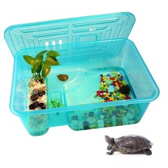 Kathson Turtle Tank Aquarium, Reptile Plastic Terrarium Safe Durable with Lid…