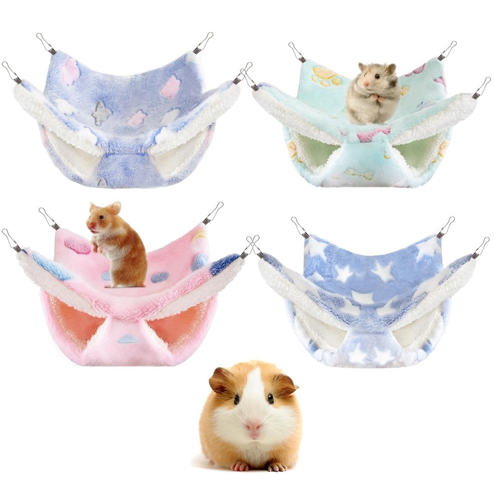 4 Pcs of Rat Hammocks Small Animal Hammock Rat Hanging Bed Guinea Pig Hammock…