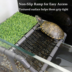 Turtle Basking Platform, Extra Large Turtle Dock with Artificial Grass and Non-S