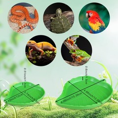 3PCS Tortoise Water Bowl with Ramp, Leaf Pool red-brown colour