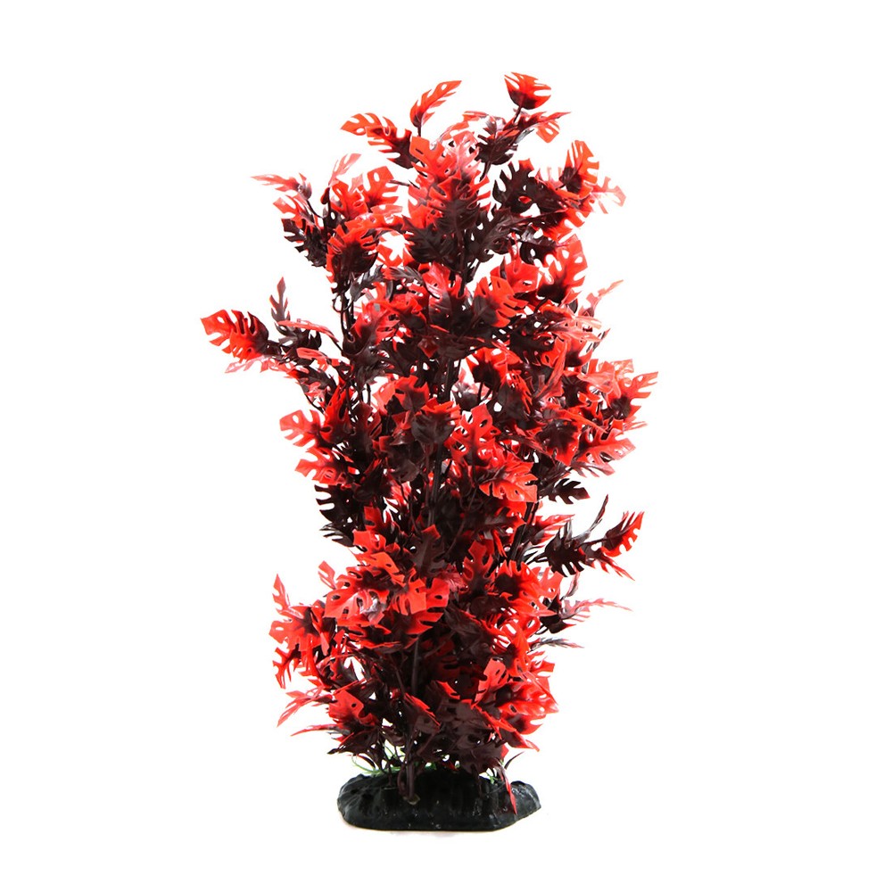 15.3 Inch Red Plastic Aquarium Terrarium Plant Decor Reptiles Habitat Ornament