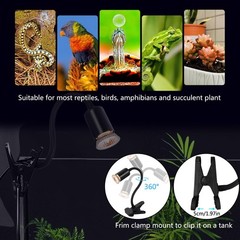 Dimmable Reptile Heat Lamp with Timer + 75W UVA UVB Light Bulb, Basking Spot …