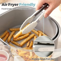 Small Cooking Tongs 7 inch Mini Serving Tongs with Silicone Tips, Set of 3 (B…