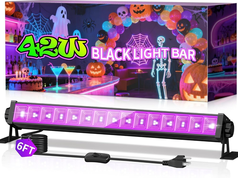 42W LED Black Light Bar, IP66 Waterproof Blacklight Bar with 6ft