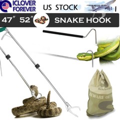 47″ 52” Foldable Snake Tongs Reptile Grabber Catcher Stick Hook Tool+Snake Bag