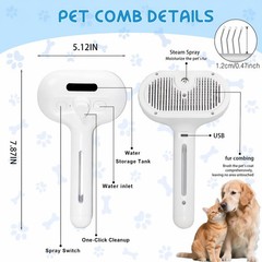 Fresh Fur Shower Brush,3 in 1 Pet Steam Brush,Spray Hair Removal Comb for Cat…