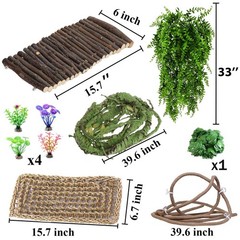 Reptile Tank Accessories 10PCS Hammock Bridge Plants Vines Terrarium Decor for D