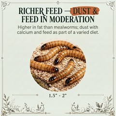 TC INSECTS Large Superworms 1.5-2 inch Live Feeders for Reptiles Birds & Amphib
