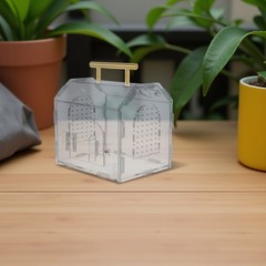 Jumping Spider Enclosure: 6.7×5.9×4.7″ Acrylic Transparent House with Handle –