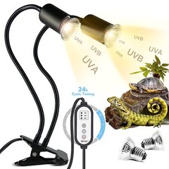 Reptile Heat Lamp Double-Head Heat Lamp with Clamp UVA UVB Reptile Light with…