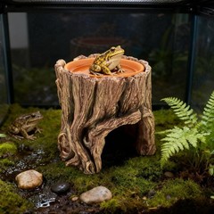 Reptile Hide Cave Hideout Habitat House Decor W/ Clay Water Basin Humidifying