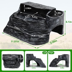 Reptile Hideout Snake Hide Cave Turtle Basking Platform with Food Bowl Shale …