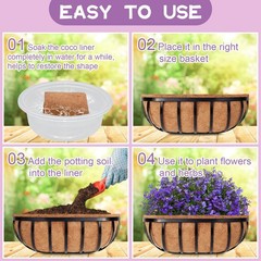Riare 4 Pack 36 Inch Trough Coir Liners for Planters, Pre-Formed Coconut Coir…