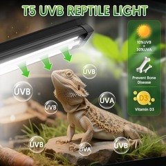 QZQ T5 UVB Reptile Light Fixture Combo Kit 8W, 10.0 UVB Light for Reptiles, T…