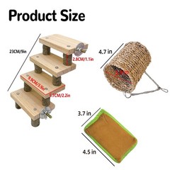 Hamster Climbing Ladder Wood Stair Hanging Hammock Set Molar Toys Cage