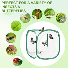Outdoor Butterfly Habitat Cage Terrarium [White with Green, 12 x 12 x 12 Inch]