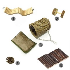 Pet Hammock Hamster Hanging Toy, 5 Piece Set House Hanging Bed Cage Toys for …