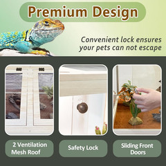 Spacious 65 Gallon Reptile Enclosure for Bearded Dragons & Lizards – Oak Finish