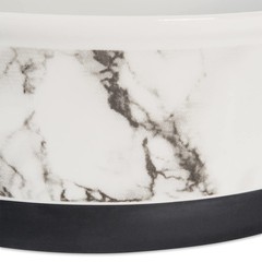 Bone Dry Pet Bowl Collection Ceramic Set, Small, Marble, 2 Count White