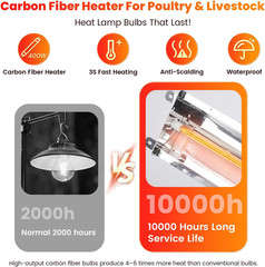 Chicken Coop Heat Lamp 400W Adjustable Brooder Heater Hanging Lamp