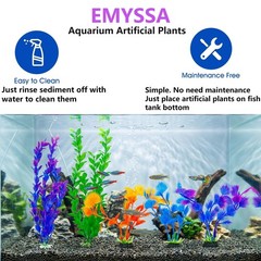 25 Pack Aquarium Plants, Fish Tank Decoration Colorful Artificial Fish Tank D…