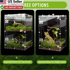 Large Jumping Spider Enclosure 2 in 1 Ventilated Reptile Terrarium Acrylic