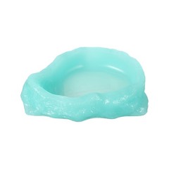 Reptile Food Bowl, Reptile Feeding Dish Corner Bowl S (5.1In, Glow Blue)