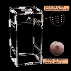 Acrylic Jumping Spider Enclosure, Small Reptile Terrarium Habitat for Tarantula