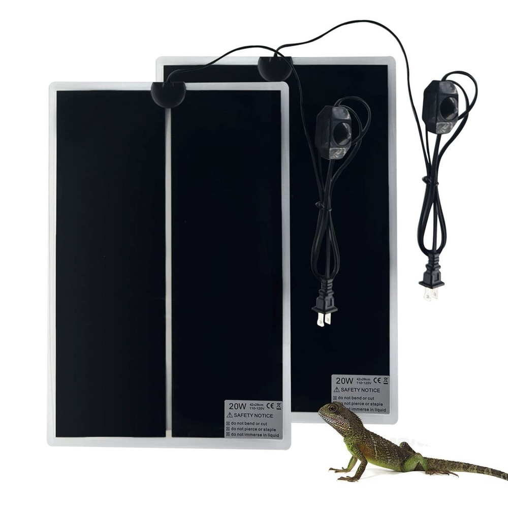 2PCS 20W Reptile Heating Mat, 11×16.5 in, Temperature Adjustment, Removable