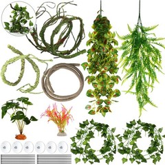 9-Piece Reptile Jungle Vines Decor Set – Bendable Climbing Plants with Suction C