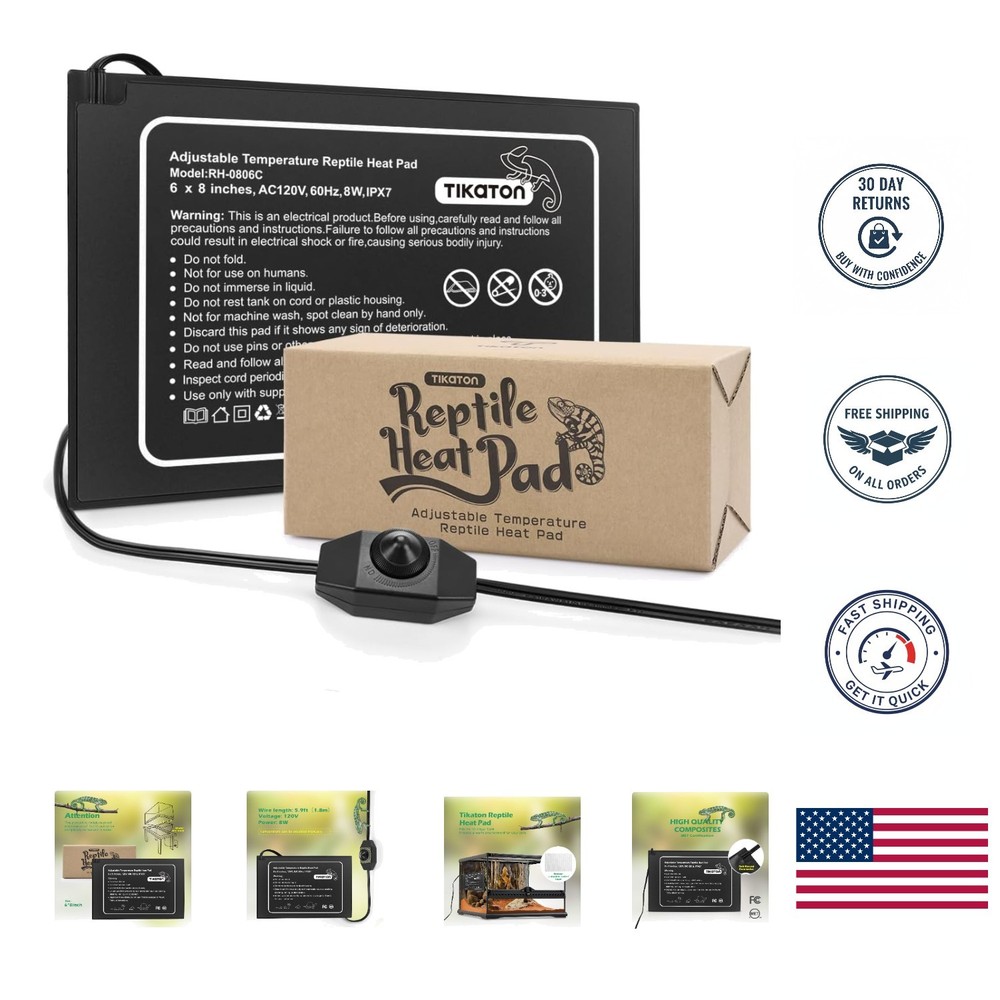 Reptile Heat Pad with Adjustable Temperature – Perfect for 10-40 Gallon Tanks