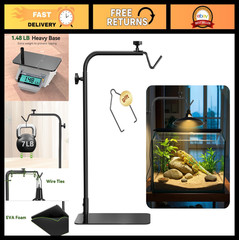 Adjustable Reptile Heat Lamp Stand 18″-32″ – Heavy Base Light Holder for Terrari