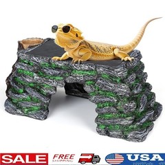 3 in 1 Reptile Basking Platform Natural Slate Hideout Cave Climbing Toy Lizards