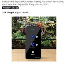 moistenland Reptile Humidifier, Misting System for Terrariums, Black (Open Box)