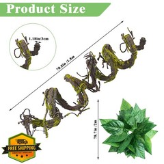 Medium Reptile Vines 118″ Green, Flexible Terrarium Climbing Branch for Lizards