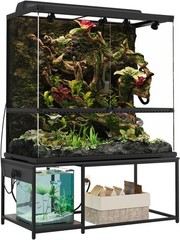 120 Gallon Reptile Tank Stand – 48″x24″ Terrarium for Stacked 4x2x2 PVC Tanks