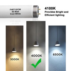 (6 Pack) F40T12 48 inch luorescent Bulbs,T12 4 Foot Linear Fluorescent Tube,4…