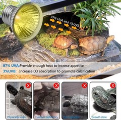50W Reptile Heat Lamp UVA UVB Basking Light for Bearded Dragon Turtle Lizard Amp