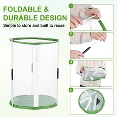 Outdoor Butterfly Habitat Cage Terrarium [White with Green, 12 x 12 x 16 Inch]
