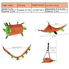 5PCS Hamster Hammock Sugar Glider Hammock Set Sugar Glider Cage Accessories T…