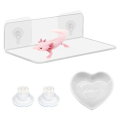 2-in-1 Axolotl Tank Accessories Set, Transparent Acrylic Shelf with Suction C…