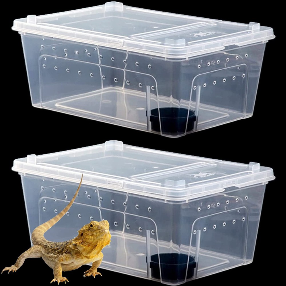 Hamiledyi 2PCS Reptile Feeding Box Snake 12.6 x 8.6 x 5.9 inches, White