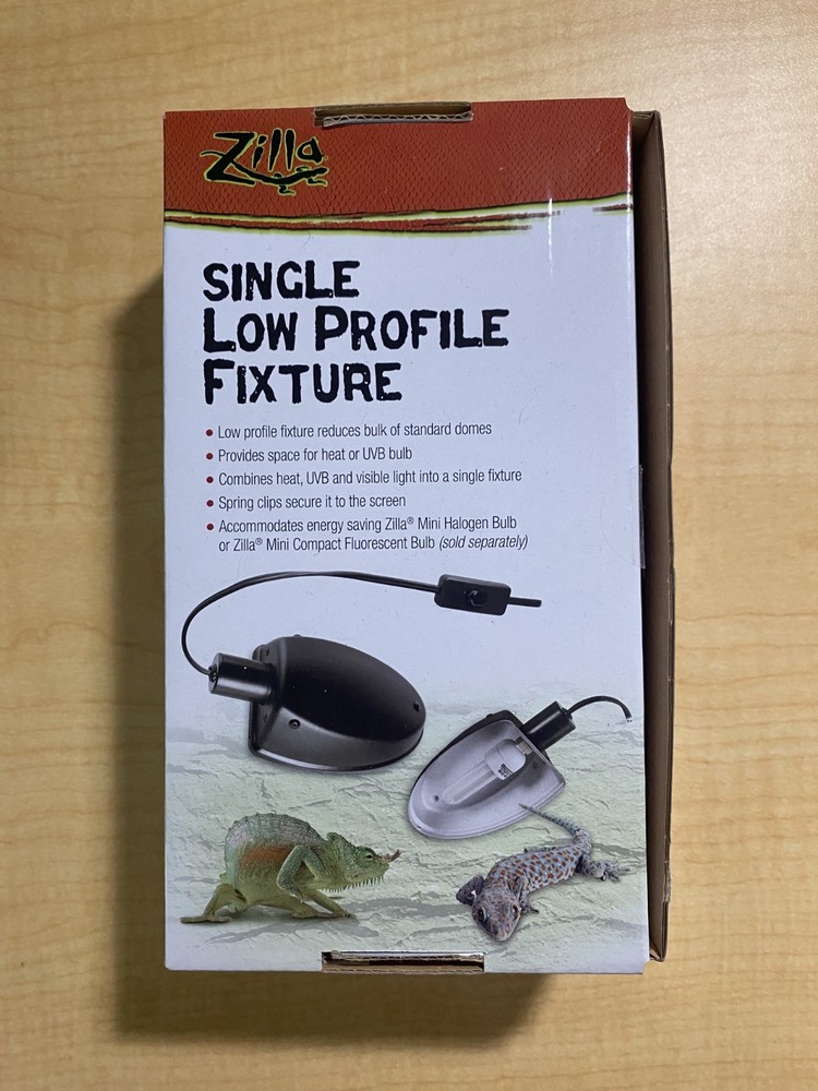Zilla Single Low Profile Fixture Reptile Terrarium Lamp UVB Heat Light NEW