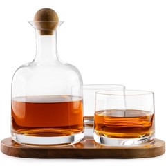 Cork & Mill Whiskey Decanter Set, Hand-Blown Lead-Free Crystal 800ml Liquor D…